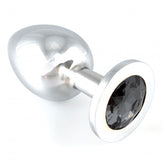 Heavy Metal Butt Plug With Black Crystal Default Title > Anal Range > Jewel Butt Plugs
